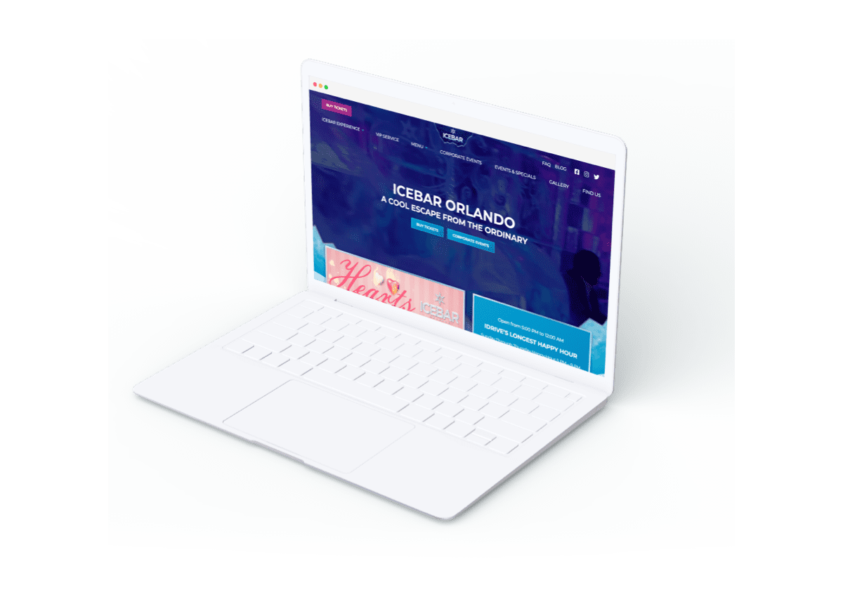 Icebar website mockup on macbook