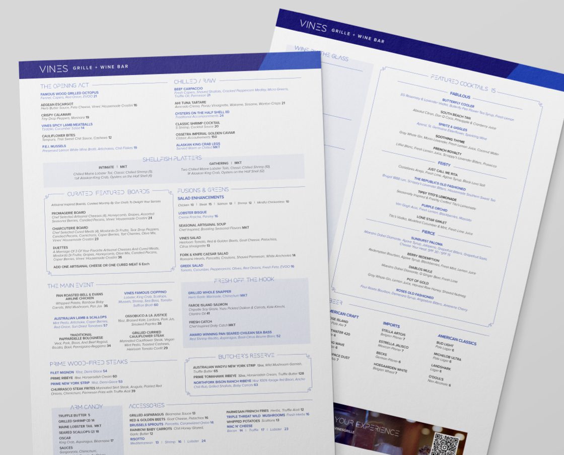 Vines Grille Menus