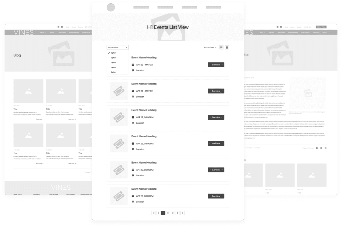 Vines Grille Wireframes